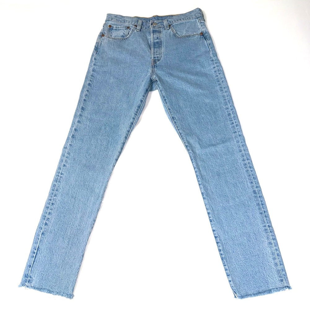 Levi's 501 Skinny Jeans Women's W28 L30 Light Wash Raw Hem Button Fly